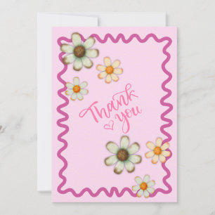 Cartões de agradecimentos de margarida colorido - 