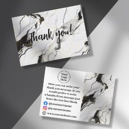 Cartões de agradecimentos de mármore preto-branco