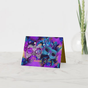 Cartões de agradecimentos de Máscaras Azul e Doura