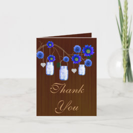 Cartões de agradecimentos de Mason Jars Blue Rusti
