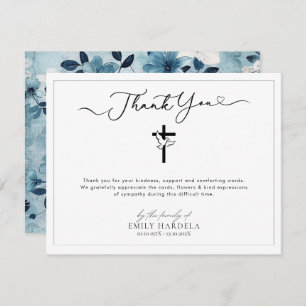 Cartões de agradecimentos De Memória Floral Azul O