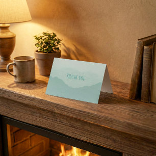 Cartões de agradecimentos de montagem azul e verde