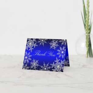 Cartões de agradecimentos de Natal Blue Crystal Sn