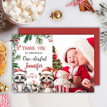 Cartões de agradecimentos de Natal de Cute Raccoon