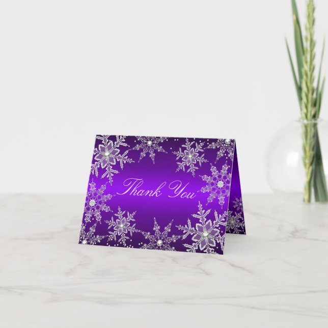 Cartões de agradecimentos de Natal Purple Crystal  (Frente)
