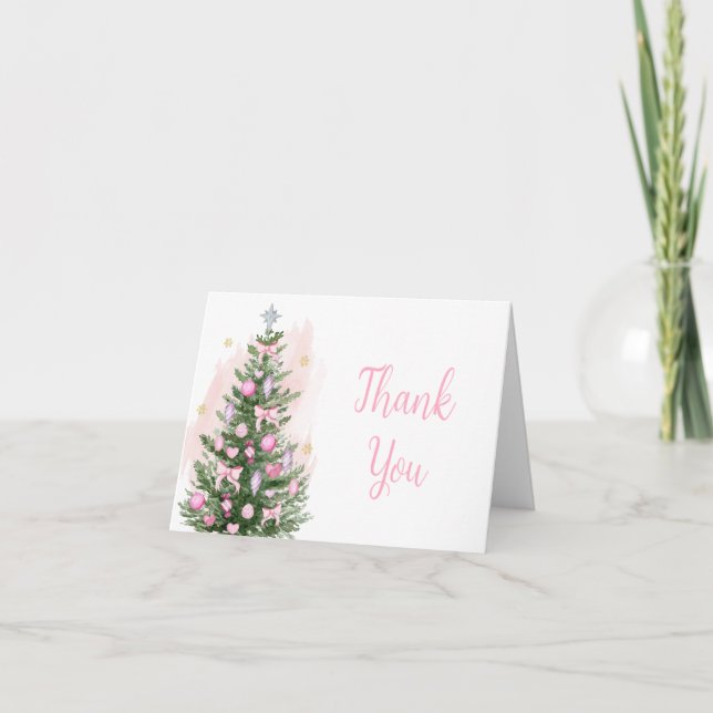 Cartões de agradecimentos de Natal rosa (Frente)