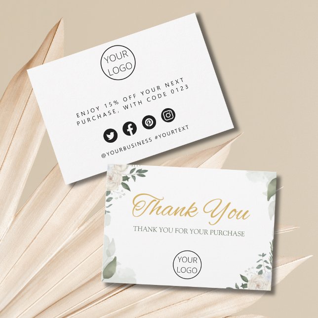 Cartões de agradecimentos de negócios personalizad (Personalized Business Thank You Card floral)