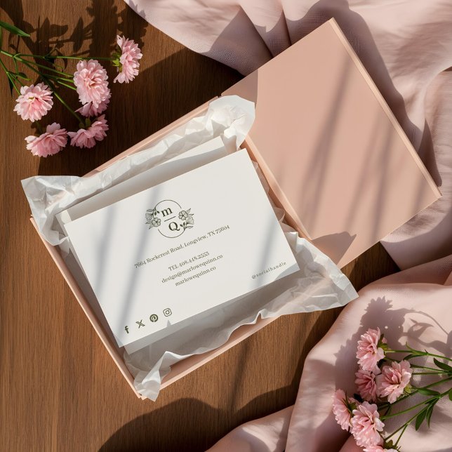 Cartões de agradecimentos de Ordem Monográfica Bot (Elegant Botanical Monogram Order Thank You Card)