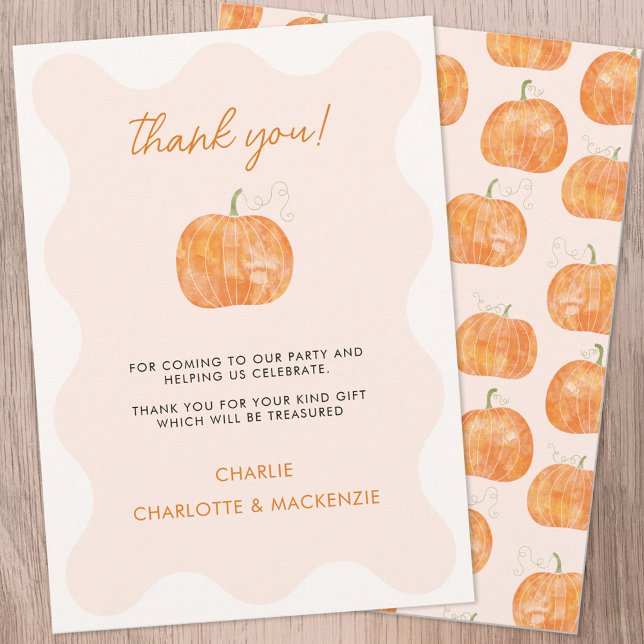 Cartões de agradecimentos de outono de Abas de Bom (Cute pumpkin personalized autumn fall themed thank you card)