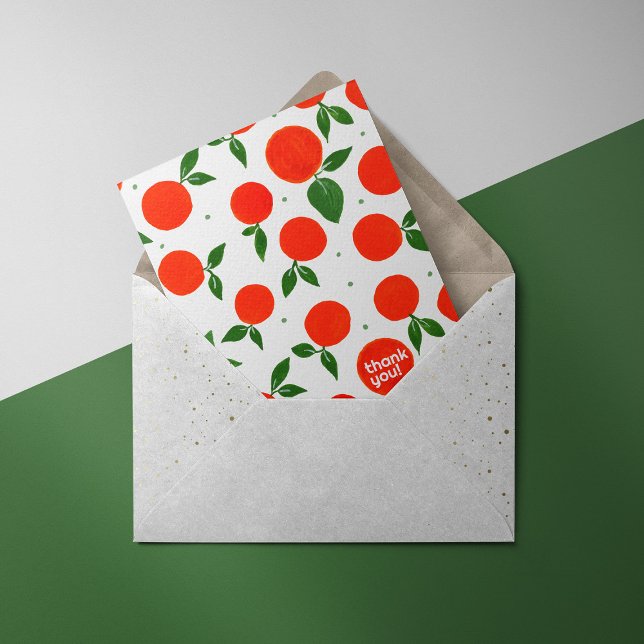 Cartões de agradecimentos de padrão de tangerina (Criador carregado)