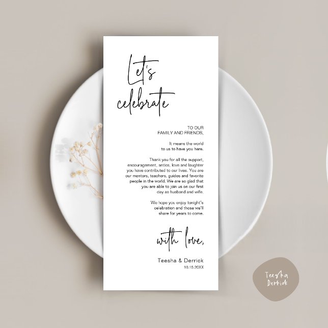 Cartões de agradecimentos de Partido Janto de Defi (Modern Place Setting Dinner Party Thank You Card, Modern Wedding Dinner, Minimalist White Black)