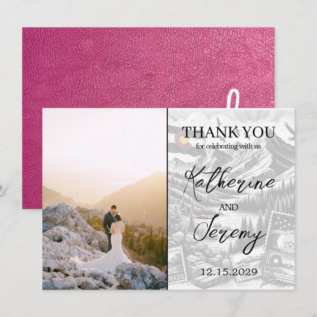 Cartões de agradecimentos de Passaporte Magenta do (Frente/Verso)