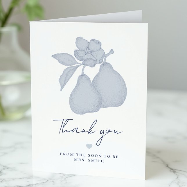 Cartões de agradecimentos de Pear Perfeito Azul (Simple Thank You Cards)