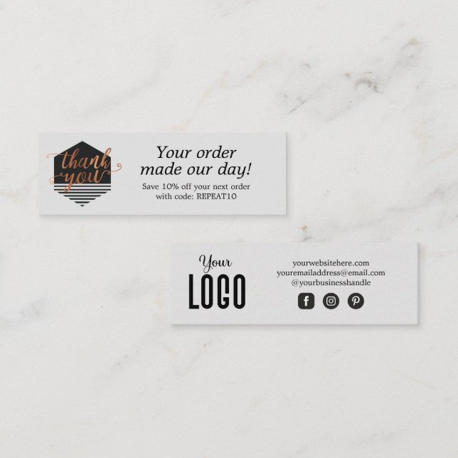 Cartões de agradecimentos de Pedido Personalizado  (Frente/Verso)