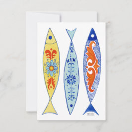 Cartões de agradecimentos De Peixe Pintado Com azu