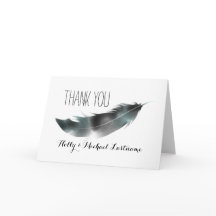 Cartões de agradecimentos de penas pretas inspirad