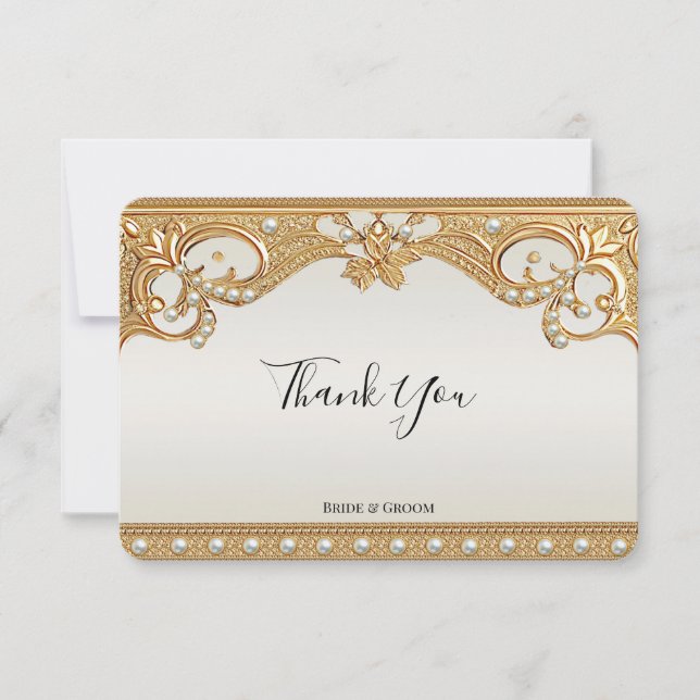 Cartões de agradecimentos de Pérolas Brancas do Or (Frente)