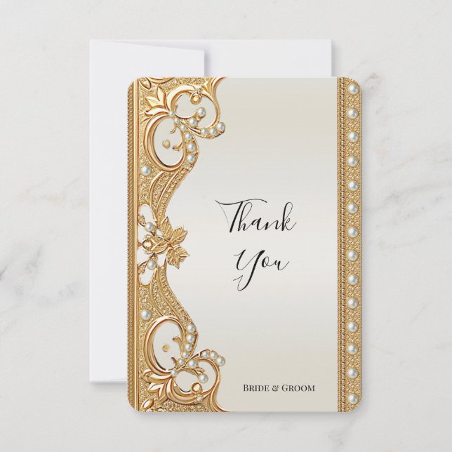 Cartões de agradecimentos de Pérolas Brancas do Or (Frente)