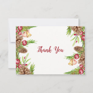 Cartões de agradecimentos de pinheiro e de berries