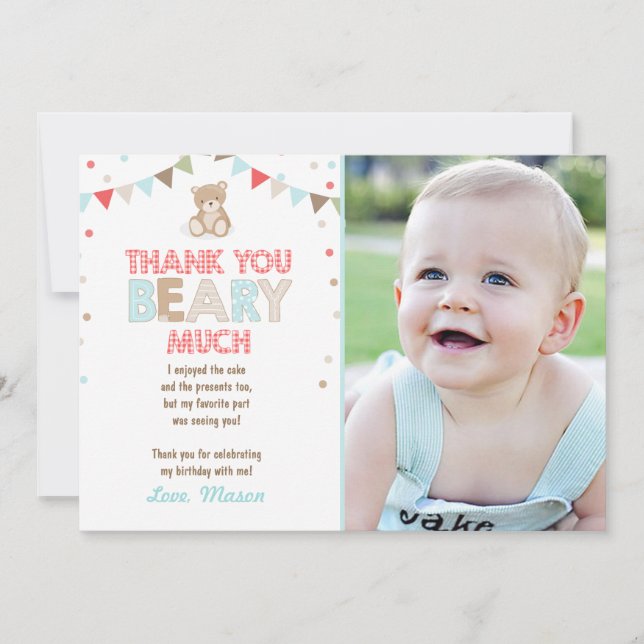 Cartões de agradecimentos de piquenique de ursinho (Frente)