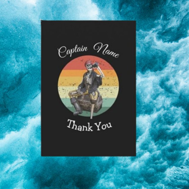 Cartões de agradecimentos de Pirata do Partido do  (Send heartfelt thanks with our Black Rum Skeleton Party Pirate Thank You Card)