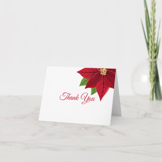 Cartões de agradecimentos de Poinsettia de Natal d (Frente)