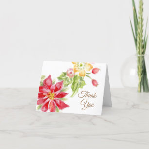 Cartões de agradecimentos de Poinsettia Natal