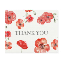 Cartões de agradecimentos de Poppies Vermelhos do 
