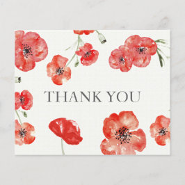 Cartões de agradecimentos de Poppies Vermelhos do