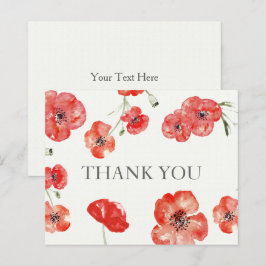 Cartões de agradecimentos de Poppies Vermelhos do