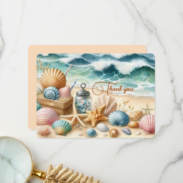 Cartões de agradecimentos de praia personalizado (Frente/Verso In Situ)