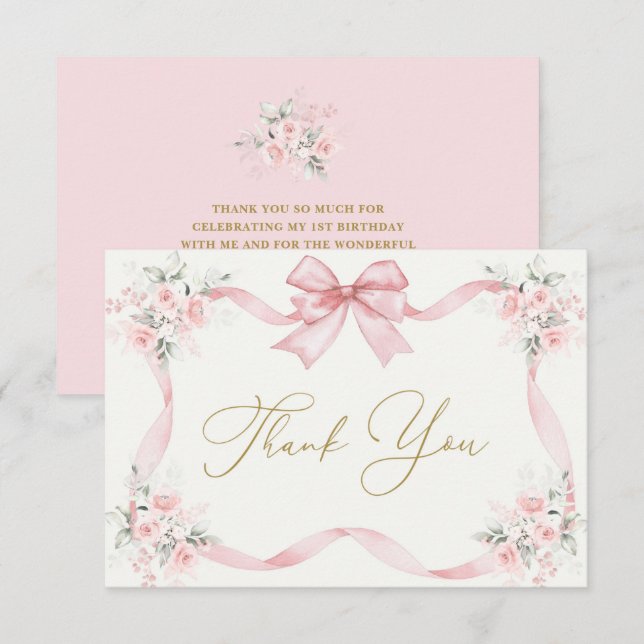 Cartões de agradecimentos de primeiro aniversario  (Frente/Verso)