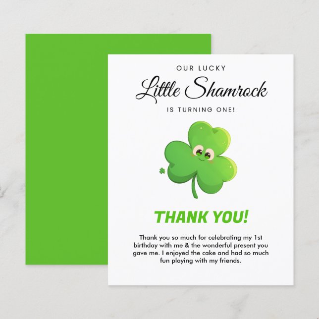 Cartões de agradecimentos de primeiro aniversario  (Frente/Verso)