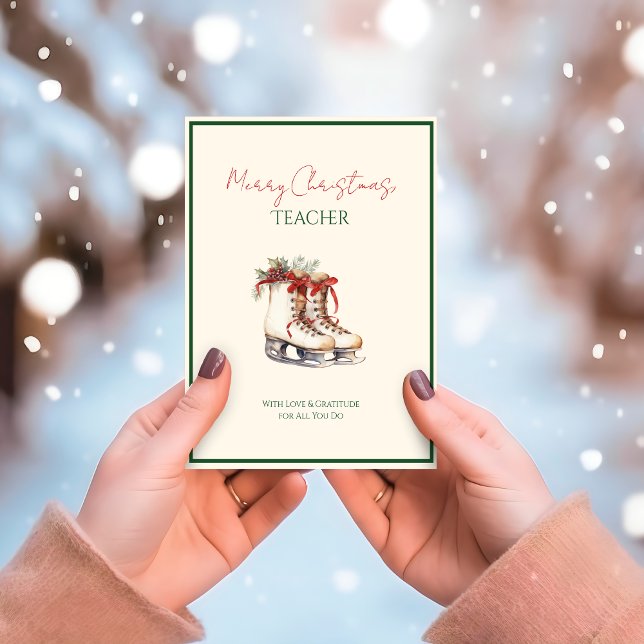 Cartões de agradecimentos de Professores de Natal  (Classic red & green teacher Christmas thank-you card — warm, festive, classroom favorite)