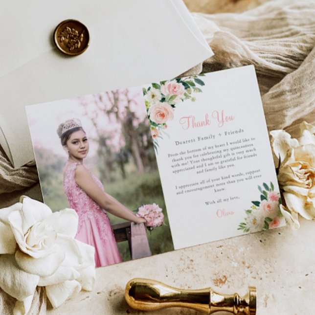 Cartões de agradecimentos de Quinceañera, cor-de-r (Criador carregado)