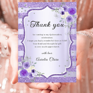 Cartões de agradecimentos de Quinceanera Floral Pu