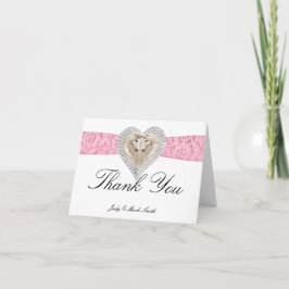 Cartões de agradecimentos de renda rosa Unicorn