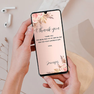 Cartões de agradecimentos de rosa de capim de aniv