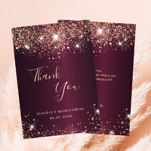 Cartões de agradecimentos de rosa de ouro de Quinc