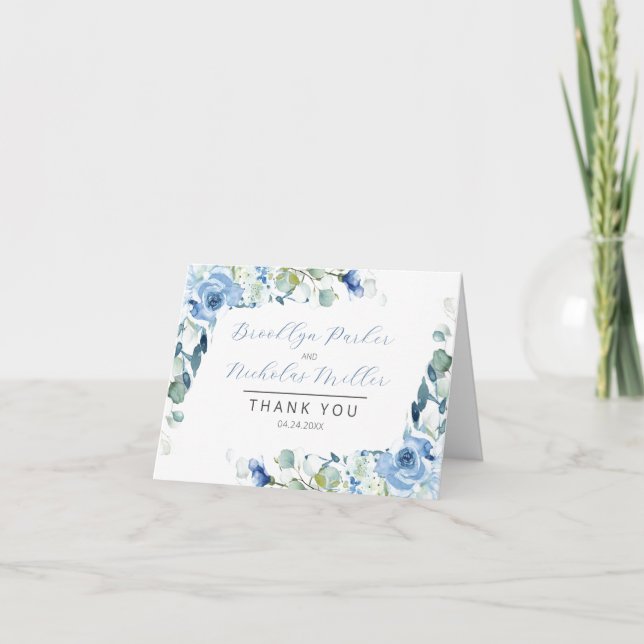Cartões de agradecimentos de Rosas azul empoeirado (Frente)