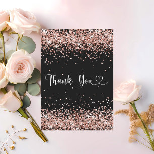 Cartões de agradecimentos de script confetti rosa