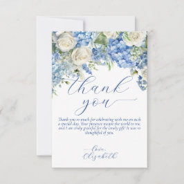 Cartões de agradecimentos de Script Hydrangea Azul