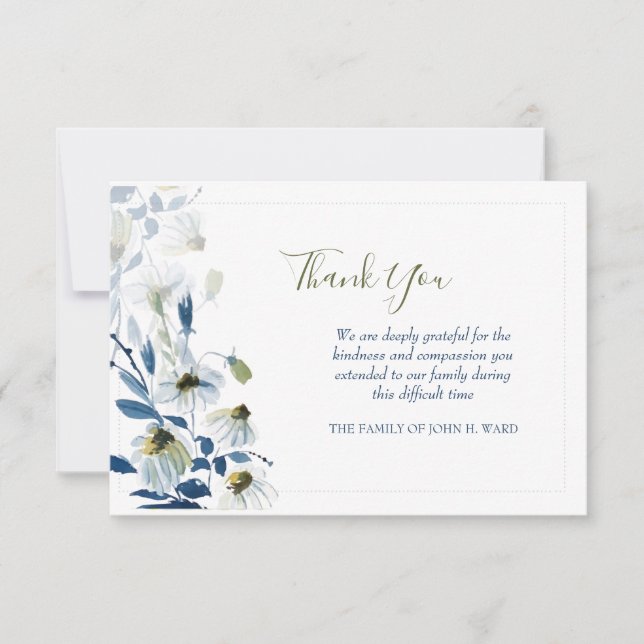 Cartões de agradecimentos de Simpatia Azul Daisies (Frente)