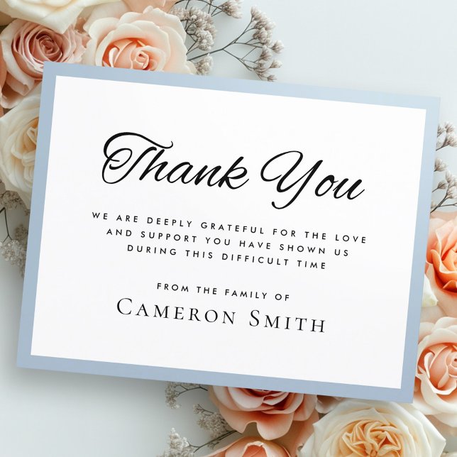 Cartões de agradecimentos de simpatia da fronteira (Dusty blue border sympathy thank you card)