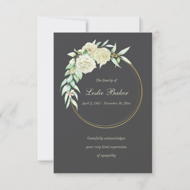 Cartões de agradecimentos de simpatia de anel de g (Frente)