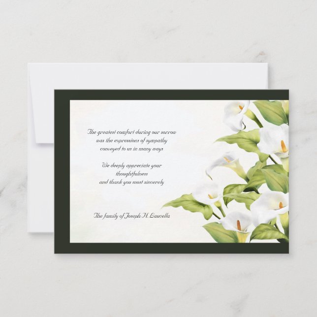 Cartões de agradecimentos de Simpatia de Lírios (Frente)