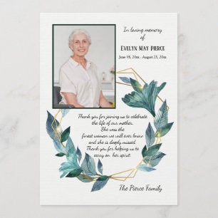 Cartões de agradecimentos de simpatia de memória d