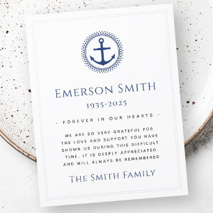 Cartões de agradecimentos de simpatia funerária da