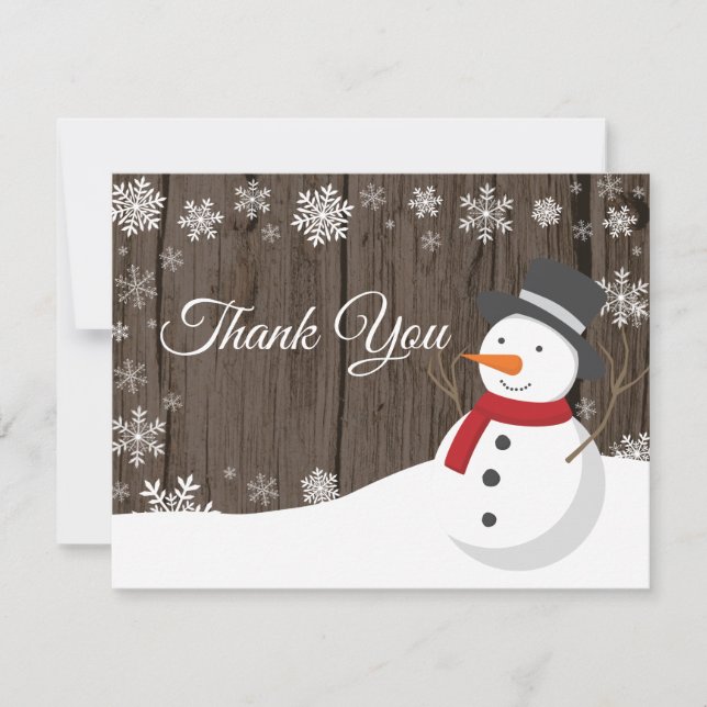 Cartões de agradecimentos de Snowman Snowflake no  (Frente)