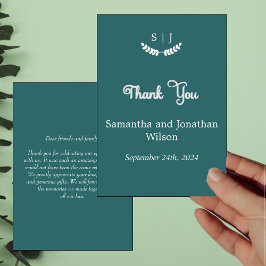 Cartões de agradecimentos de Tom de Joia Verde Mon